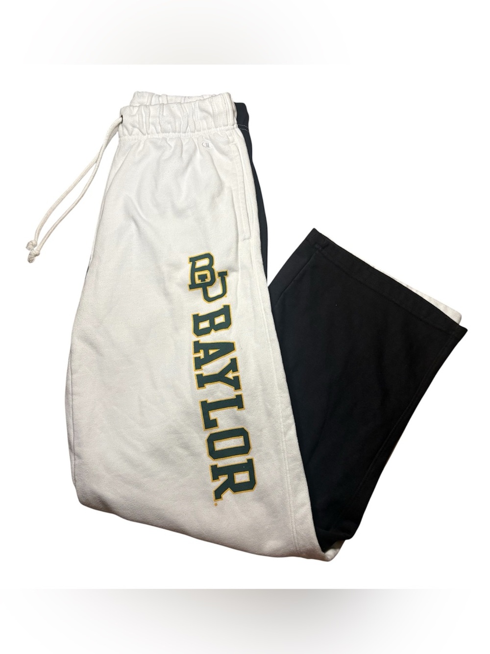 Champion Women's Small White & Black Joggers with Green Baylor Logo